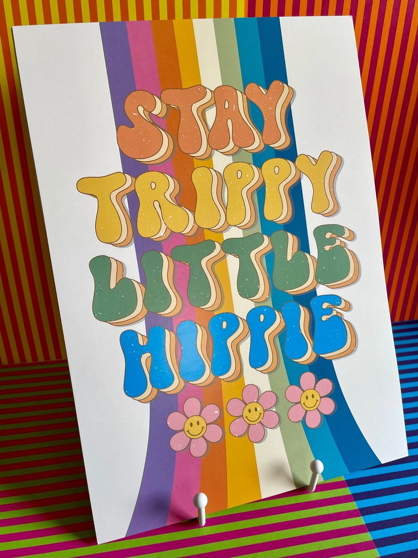 A4 Art Illustration Print: 'Stay Trippy Little Hippie' - Hung On You Boutique