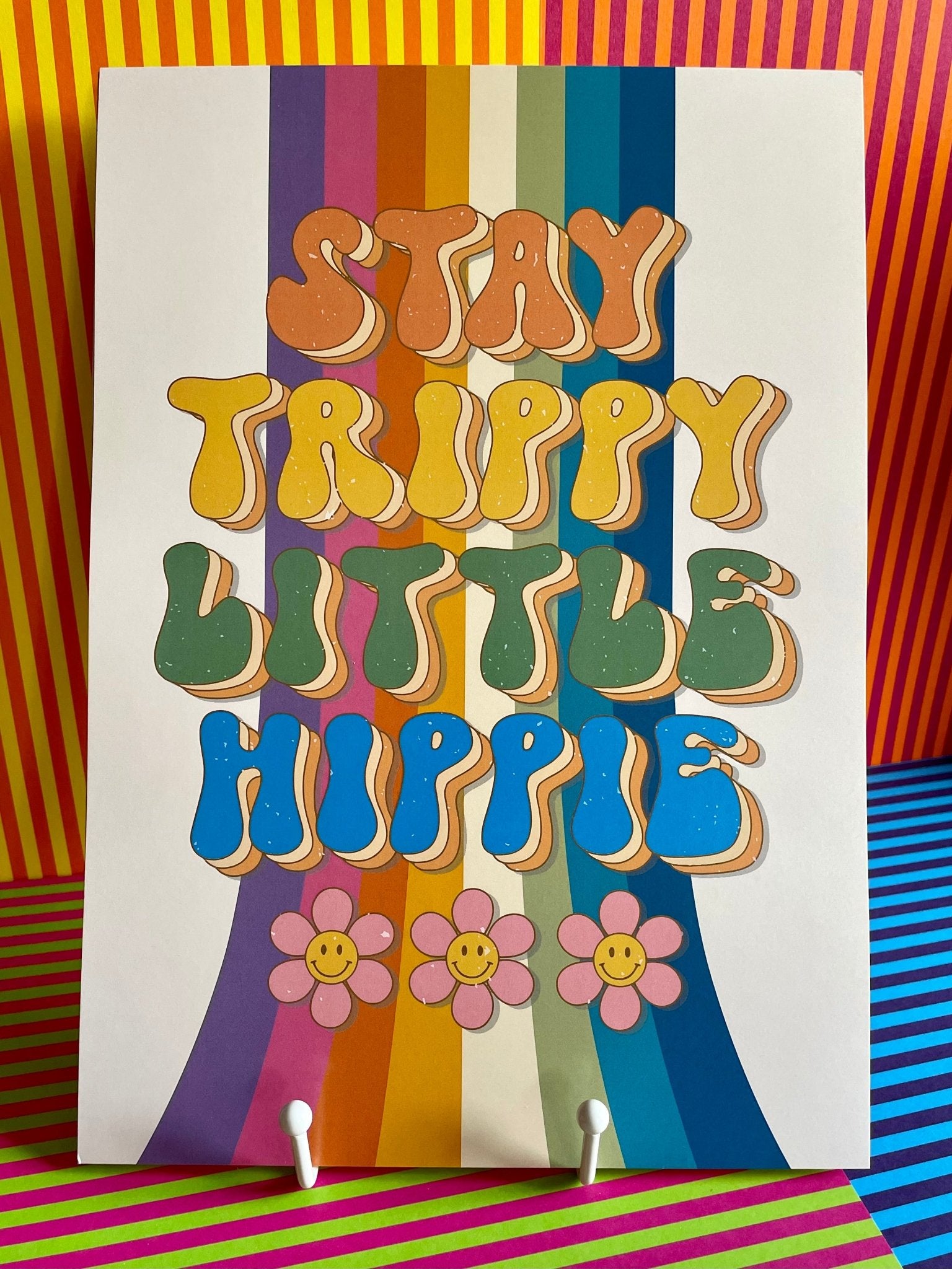 A4 Art Illustration Print: 'Stay Trippy Little Hippie' - Hung On You Boutique