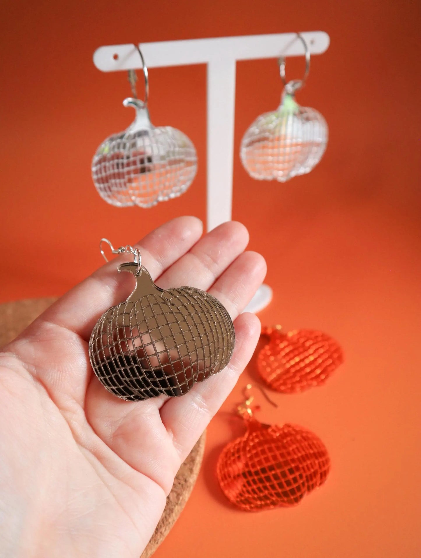 Groovy Halloween Disco Pumpkin Earrings