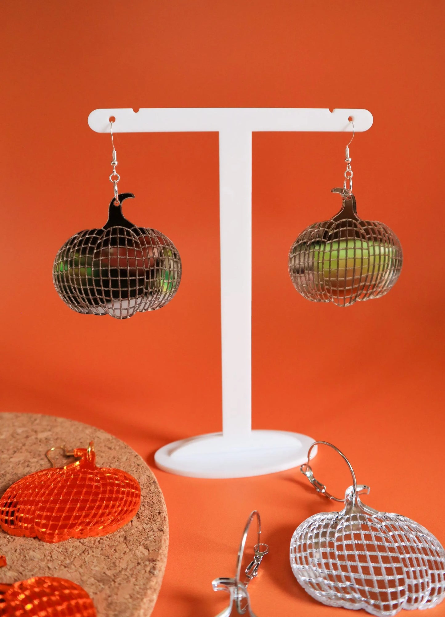 Groovy Halloween Disco Pumpkin Earrings