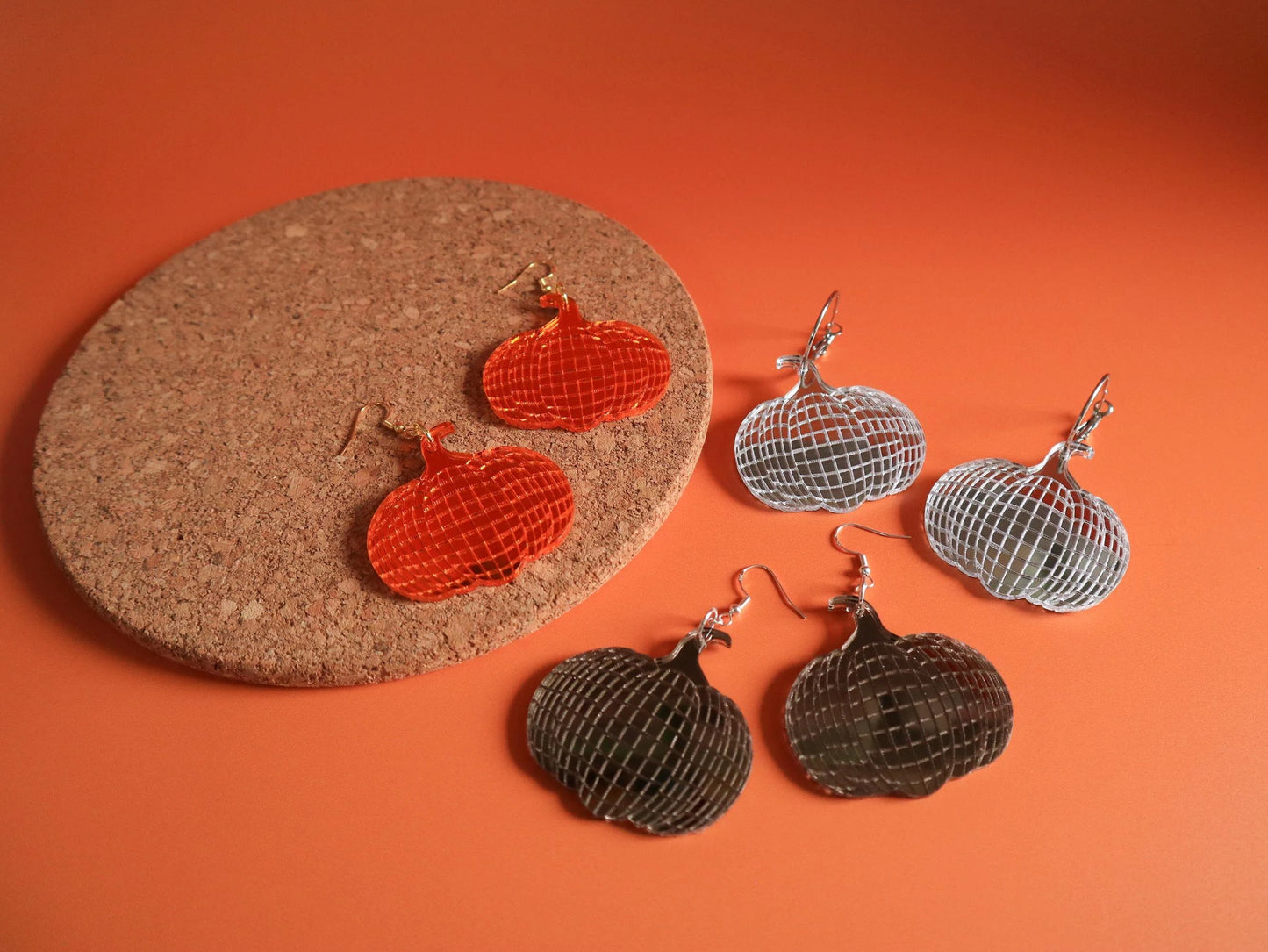 Groovy Halloween Disco Pumpkin Earrings