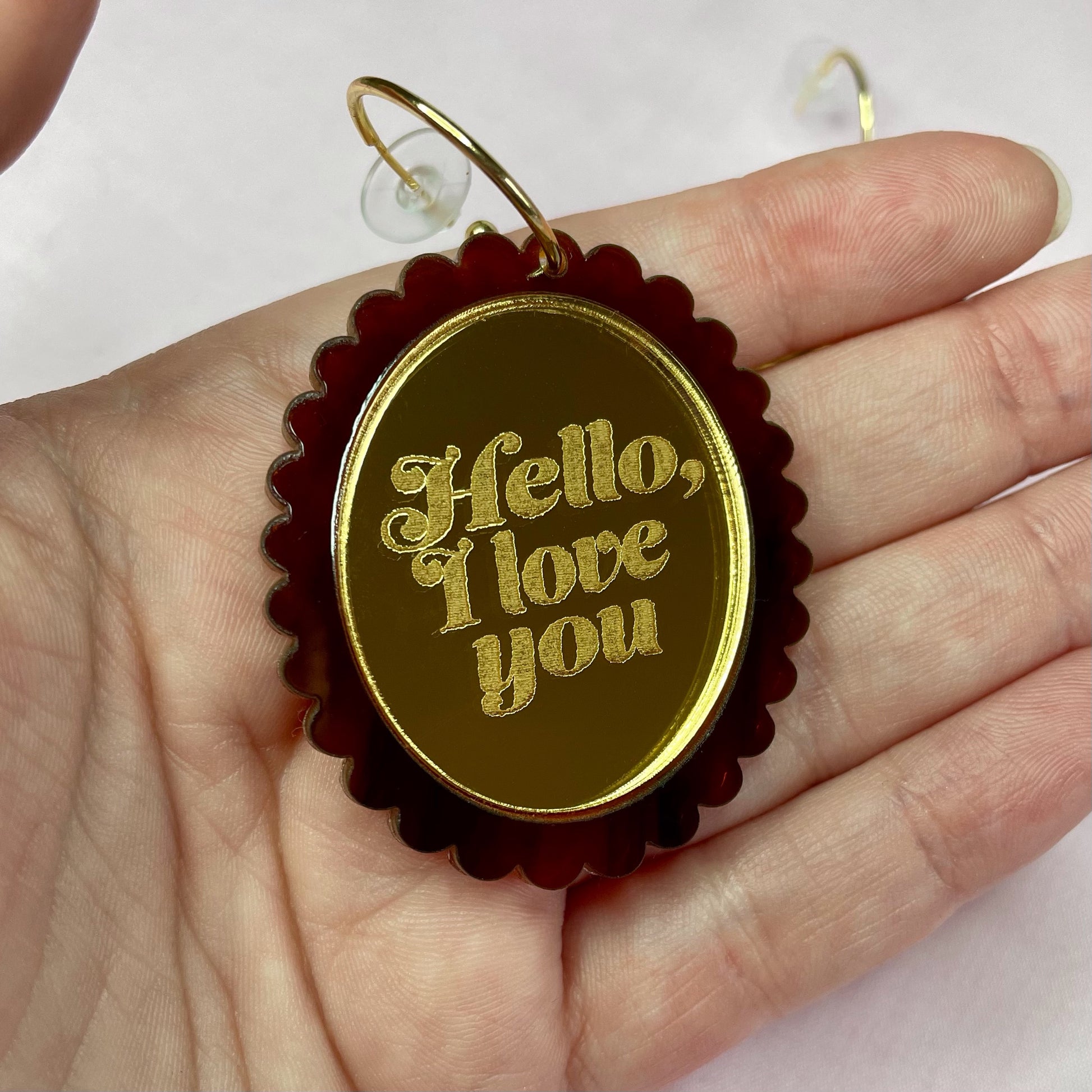 Hello, I Love You Earrings / Brooch - Hung On You Boutique