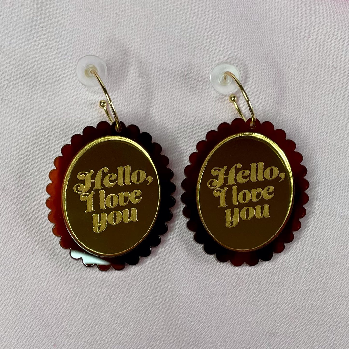 Hello, I Love You Earrings / Brooch - Hung On You Boutique