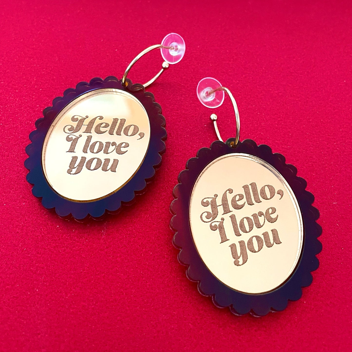 Hello, I Love You Earrings / Brooch - Hung On You Boutique