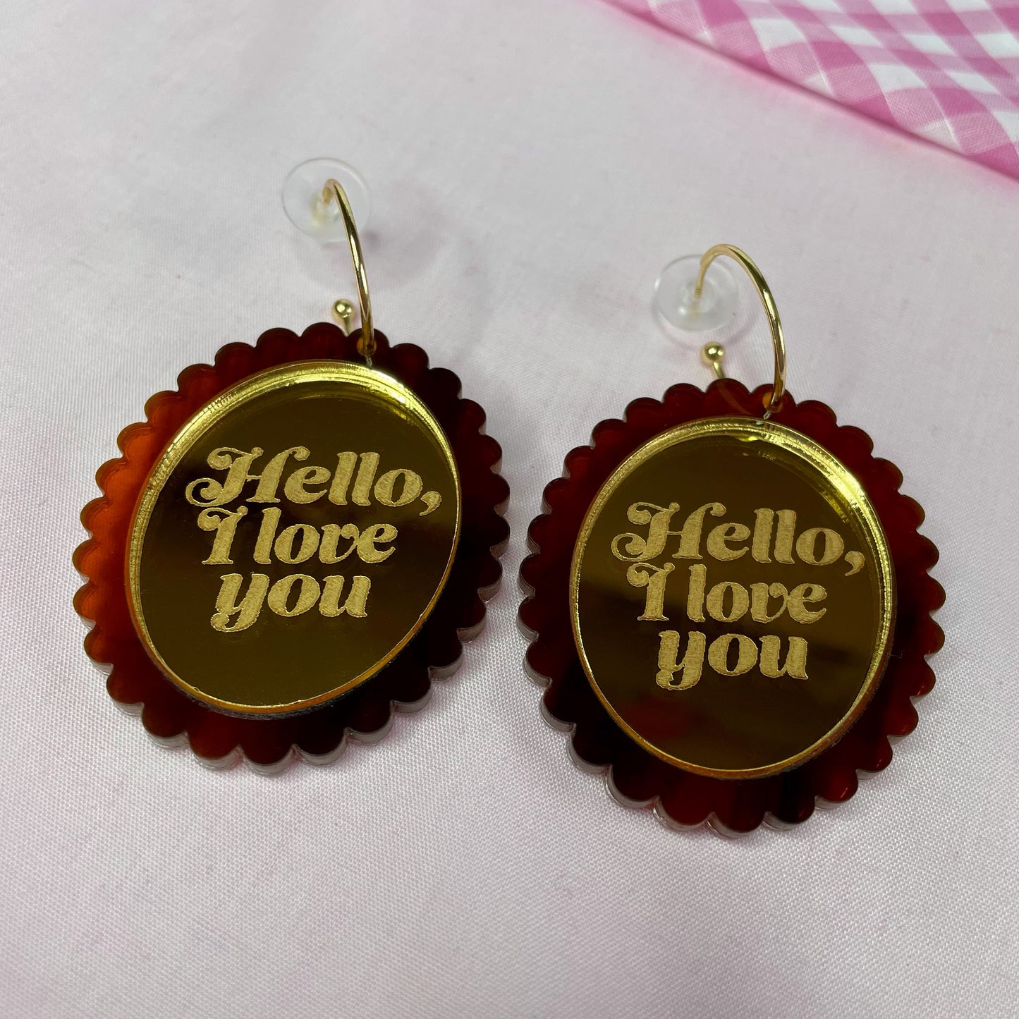 Hello, I Love You Earrings / Brooch - Hung On You Boutique