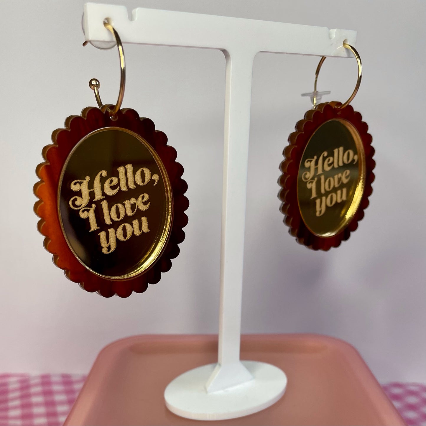 Hello, I Love You Earrings / Brooch - Hung On You Boutique