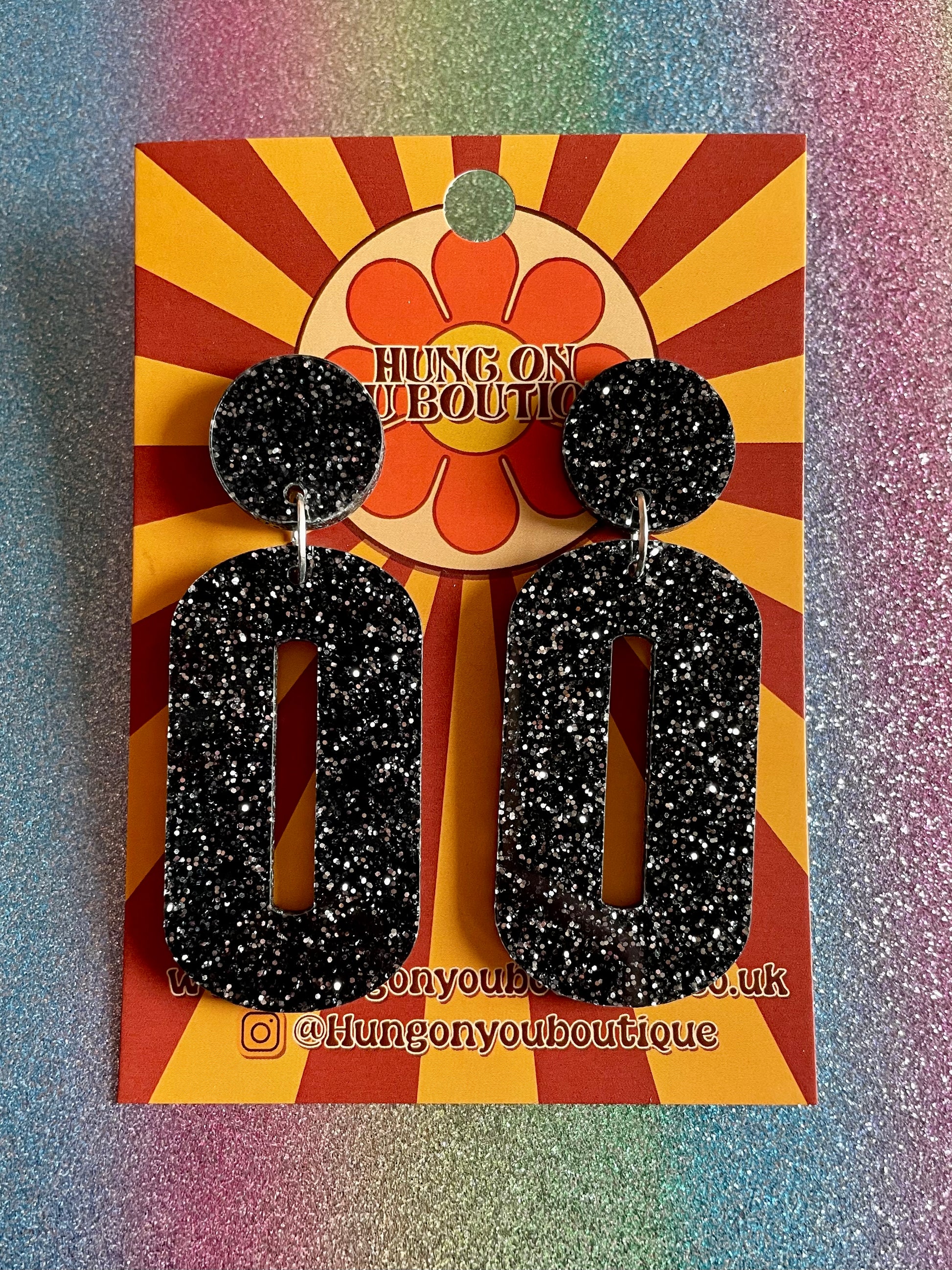 Glitter Oval Drop Earrings - Hung On You Boutique