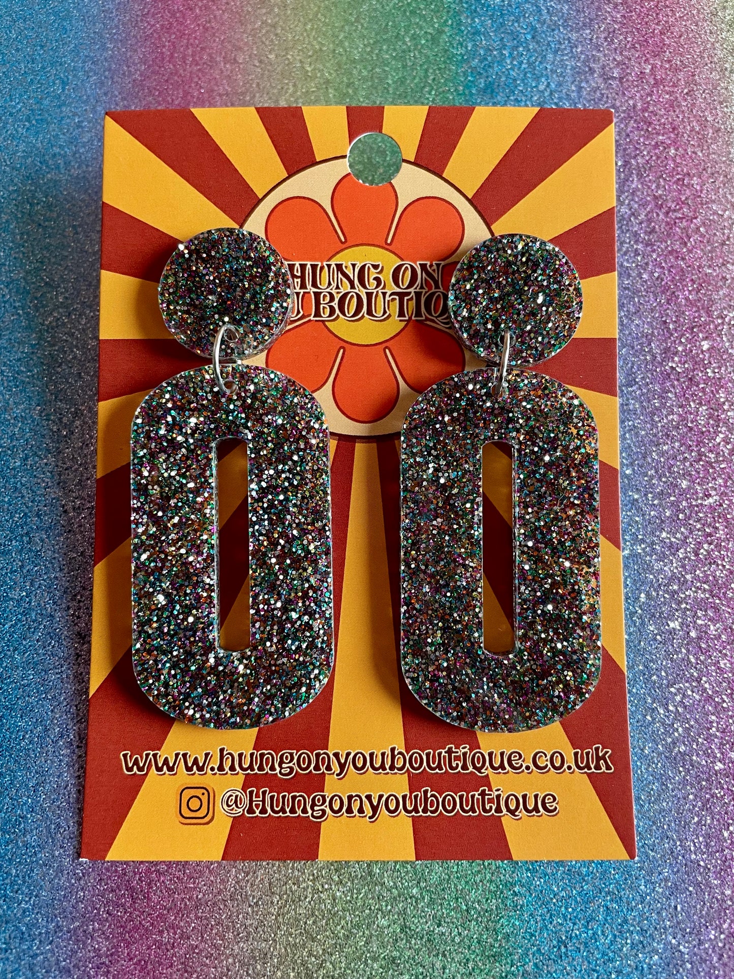 Glitter Oval Drop Earrings - Hung On You Boutique